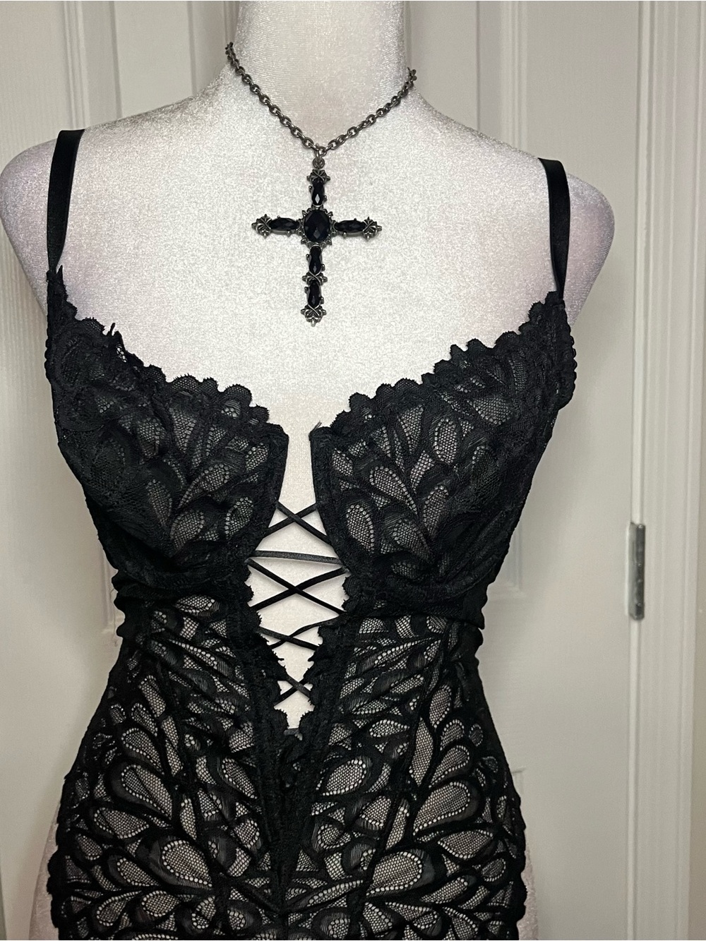 Black Savage not sorry sheer lace savage x Fenty teddy bodysuit - Picture 6 of 8